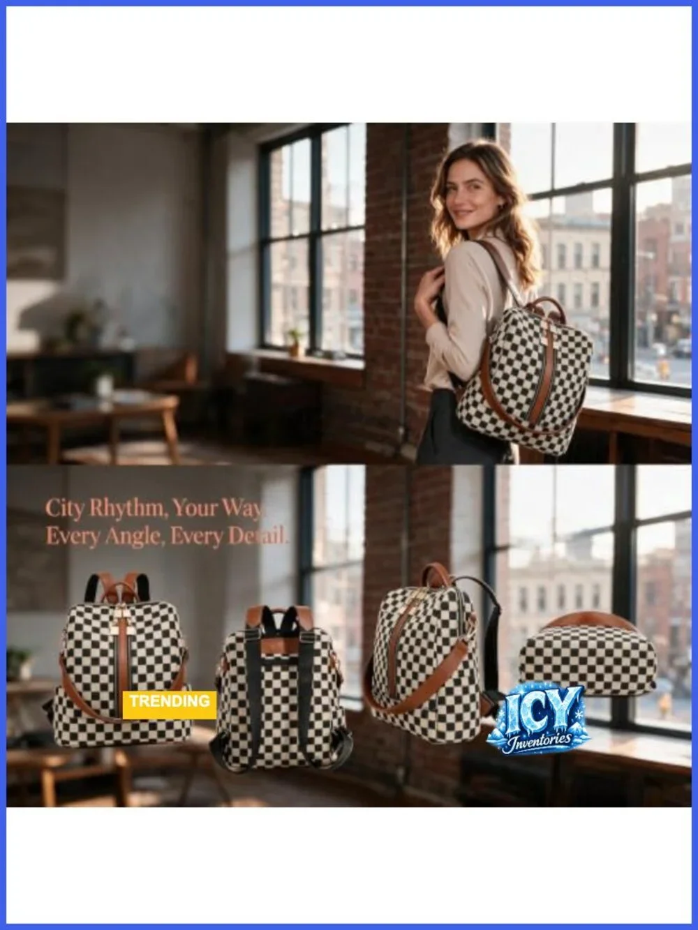 Convertible Backpack Tote with Wristlet, Faux Leather Diaper Bag